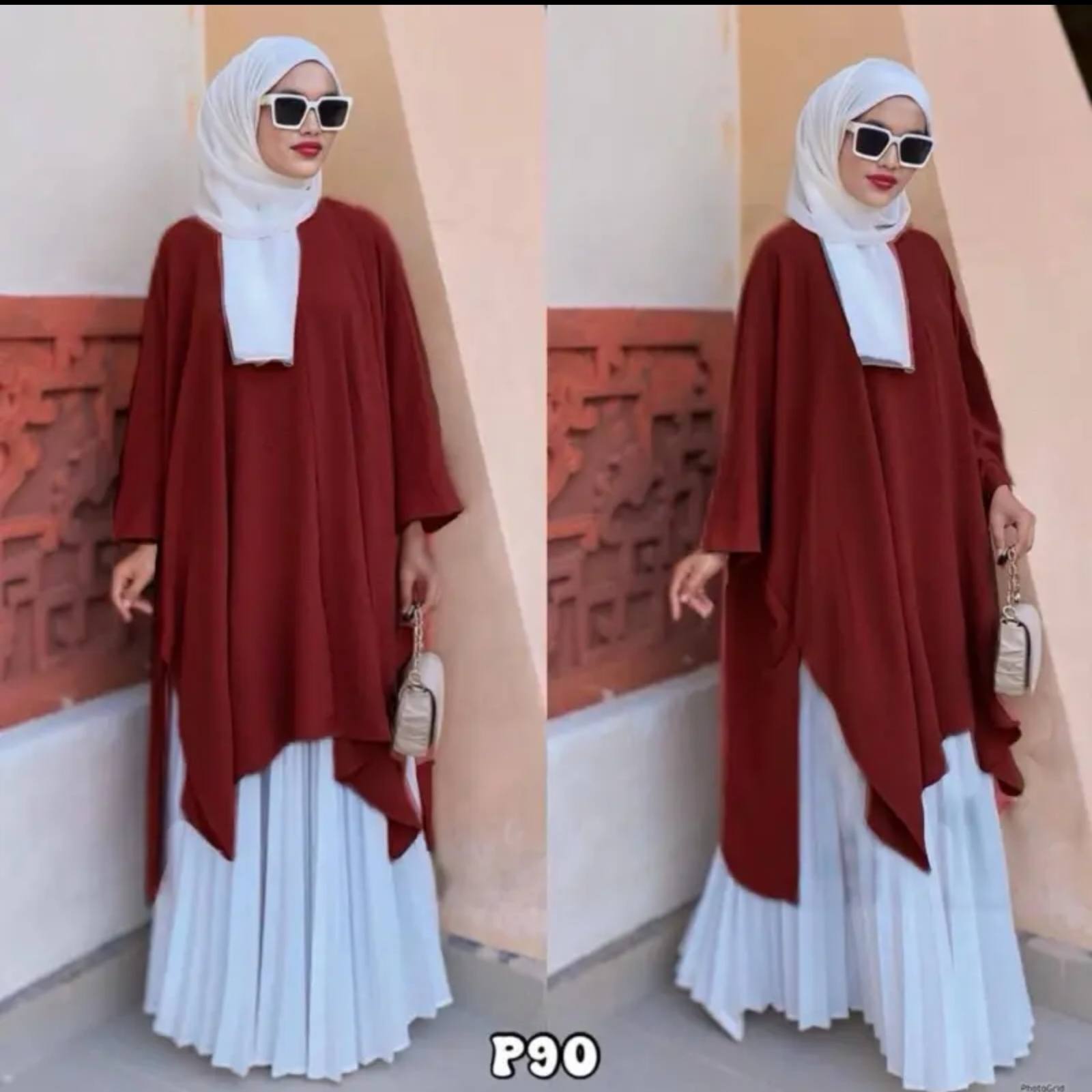 Baggy blouse and skirt (one-set)