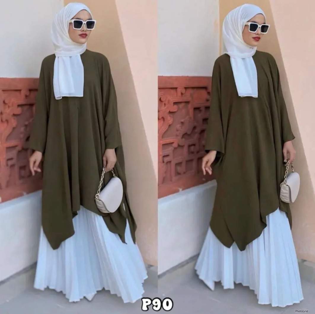 Baggy blouse and skirt (one-set)